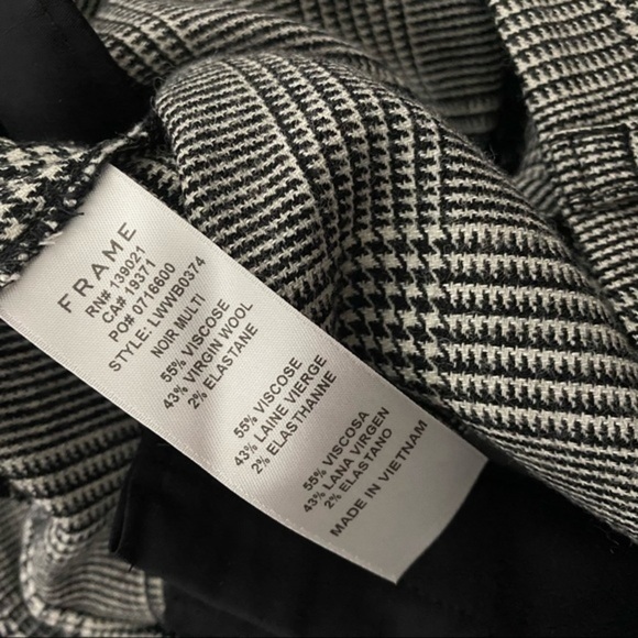 Frame • Black White Plaid Cropped Perfect Trouser - Picture 4 of 4